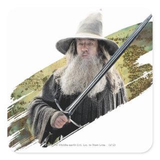 Gandalf With Sword Green Square Sticker