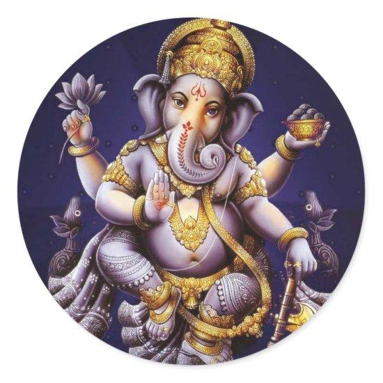 Ganesh Ganesha Hindu India Asian Elephant Deity Classic Round Sticker