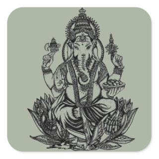 Ganesh Illustration Square Sticker