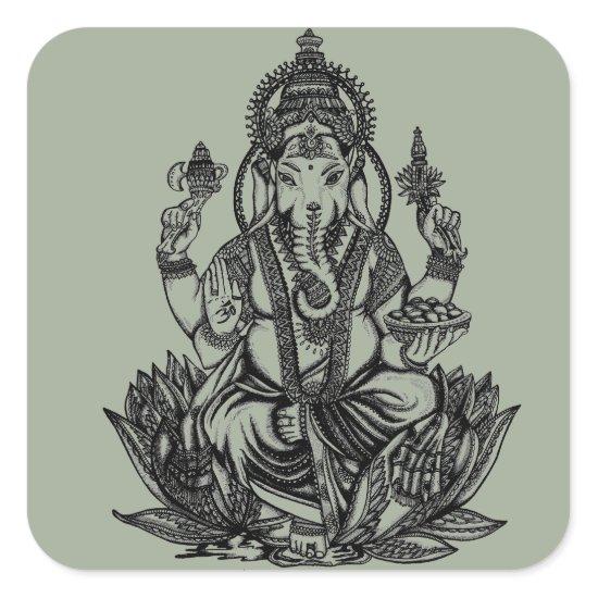Ganesh Illustration Square Sticker