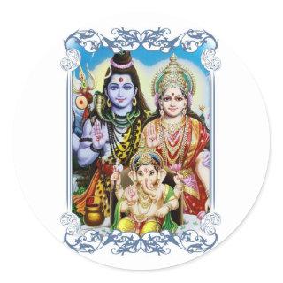 Ganesh, Shiva and Parvati, Lord Ganesha, Durga Classic Round Sticker