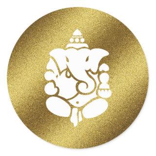 Ganesha Golden Glitter Classic Round Sticker