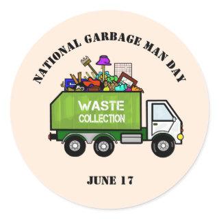 Garbage Man Day Stickers with Garbage Truck