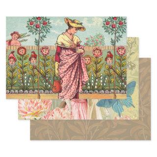 Garden Grow Flower Woman Art Antique  Sheets