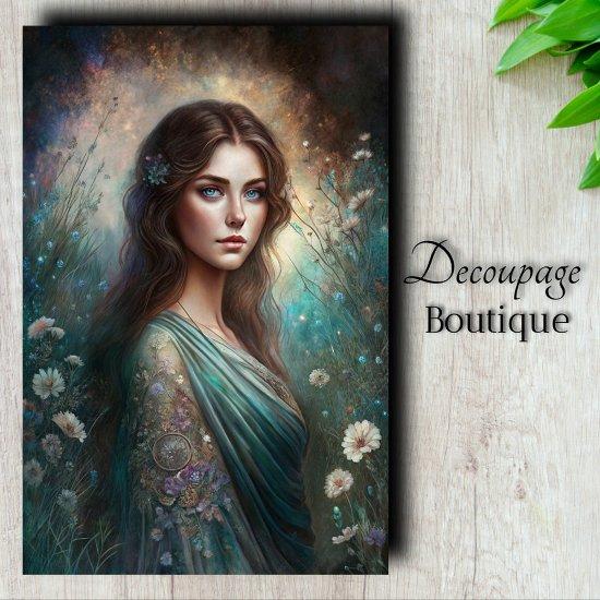 Garden Maiden Art Decoupage Tissue Paper