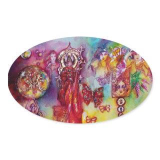 GARDEN OF THE LOST SHADOWS, FAERY AND BUTTERFLIES OVAL STICKER