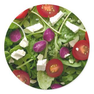 Garden Salad Tomatoes and Feta Cheese Classic Round Sticker