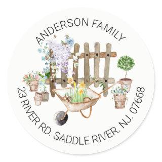 Gardening Planting New Roots Address Classic Round Sticker