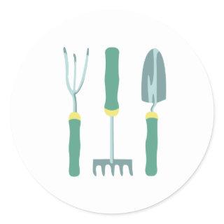 Gardening Tools Classic Round Sticker