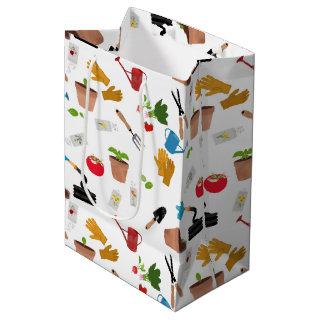 Gardening Tools Plants Gardener Nursery Pattern Medium Gift Bag