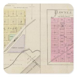 Garfield, Pawnee Rock, Heizer, Hoisington, Kansas Square Sticker