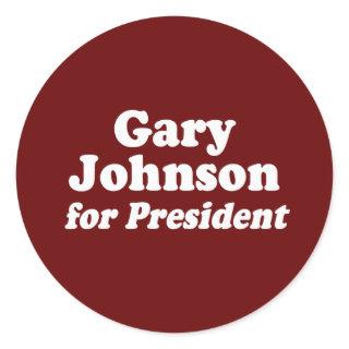 GARY JOHNSON FOR PRESIDENT CLASSIC ROUND STICKER