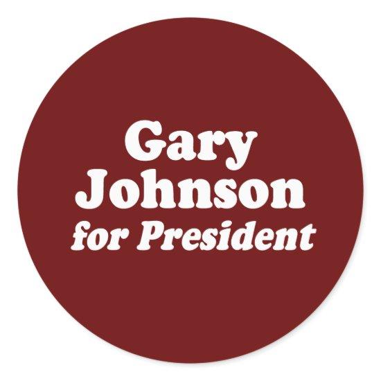 GARY JOHNSON FOR PRESIDENT CLASSIC ROUND STICKER