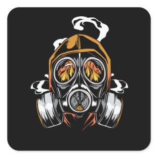 Gas Mask Fire Square Sticker