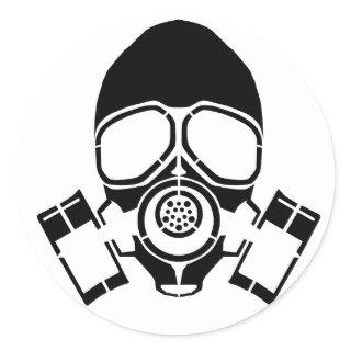 gas mask stencil logo classic round sticker