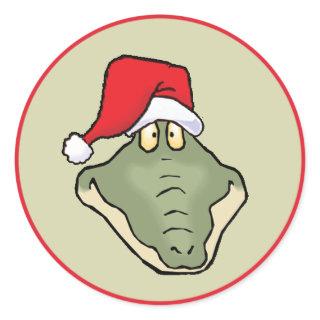 Gator Head Santa Classic Round Sticker