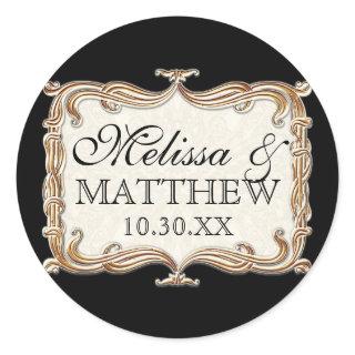 Gatsby Art Deco Nouveau Lace Faux Gold Tulip Classic Round Sticker