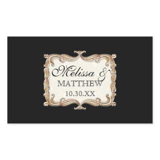Gatsby Art Deco Nouveau Lace Faux Gold Tulip Rectangular Sticker