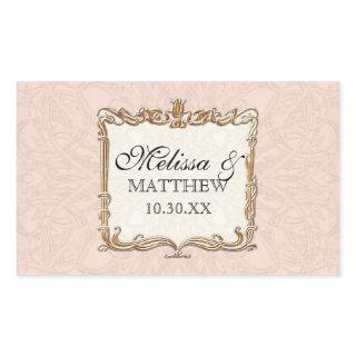 Gatsby Art Deco Nouveau Lace Faux Gold Tulip Rectangular Sticker
