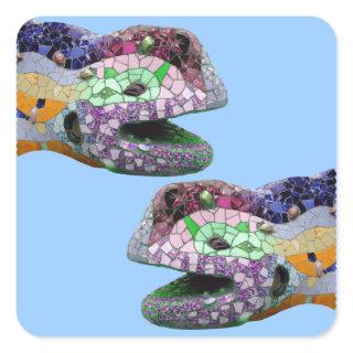 Gaudi Lizard Head Mosaics Square Sticker
