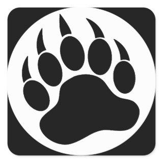 Gay Bear claw / Paw In B & W -Square Stickers