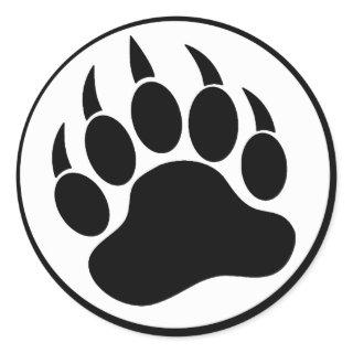 GAY BEAR PAW/CLAW BLACK AND WHITE - ROUND STICKER