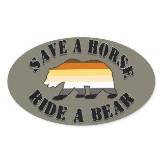 Gay Bear Pride Save a Horse Ride Bear Oval Sticker