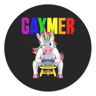 Gaymer Gay Pride Flag Gamer LGBTQ Video Game Classic Round Sticker