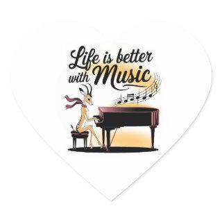 gazelle piano heart sticker