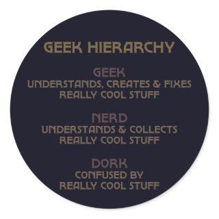 Geek Hierarchy (Bronzed) Classic Round Sticker