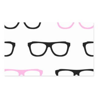 geeky glasses pink geek rectangular sticker