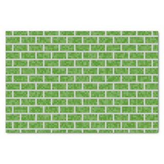 Geeky Green 8-Bit Graphics Style Bricks Pattern Tissue Paper