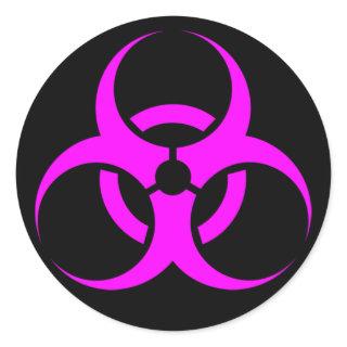 Geeky Pink Biohazard Sign Classic Round Sticker