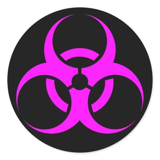 Geeky Pink Biohazard Sign Classic Round Sticker