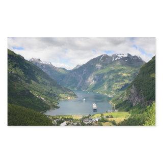 Geirangerfjord view in Norway rectangular sticker