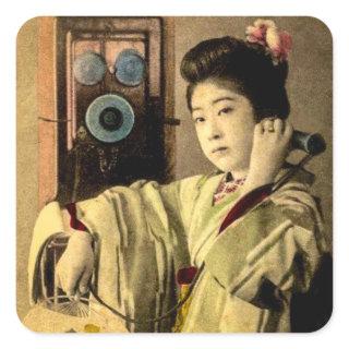 Geisha Making a Midnight Call to a Secret Lover Square Sticker