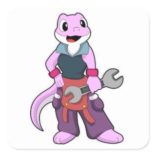 Geko as Mechanic with Wrench Square Sticker