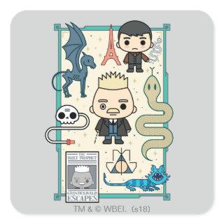 GELLERT GRINDELWALD™ & Barebone Cartoon Square Sticker