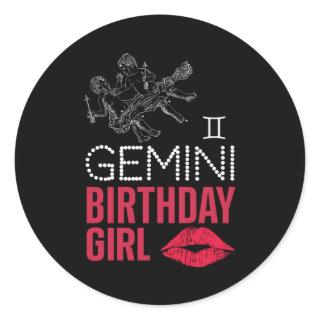 Gemini Birthday Girl Classic Round Sticker