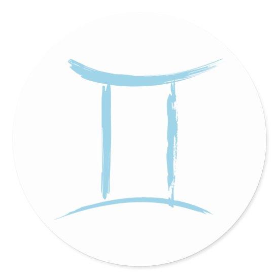 GEMINI Twins Duality Zodiac Sign Astrology Blue Classic Round Sticker