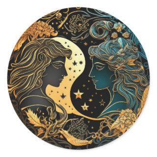 Gemini Zodiac Graphic Classic Round Sticker