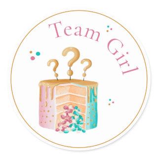 Gender Cake Girl team Gender Reveal Game Classic Round Sticker