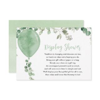 Gender neutral Display Shower balloon eucalyptus Enclosure Card