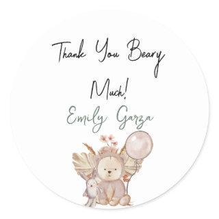 Gender Neutral Teddy Bear Baby Shower Invitation Classic Round Sticker