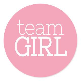 Gender Reveal Baby Shower - Team Pink Girl Classic Round Sticker