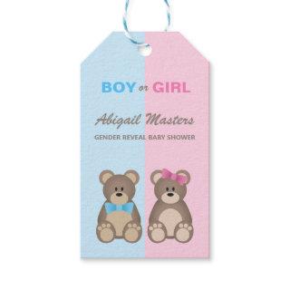 Gender Reveal Baby Shower Teddy Bears Gift Tags
