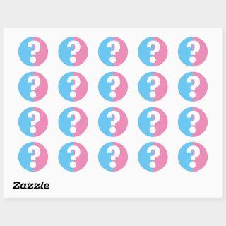 Gender reveal boy girl baby shower question mark classic round sticker