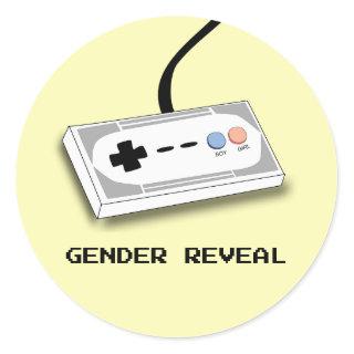 Gender Reveal Gamer Controller Boy Girl Classic Round Sticker