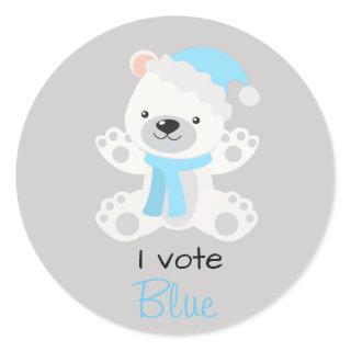 Gender Reveal I Vote Blue Polar Bear Christmas Classic Round Sticker