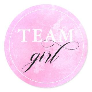 Gender Reveal Party Team Girl Classic Round Sticker
